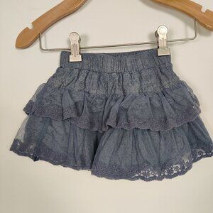 Juicy Couture Girl's Tiered Denim Skirt Size 3T Lace Bohemian
